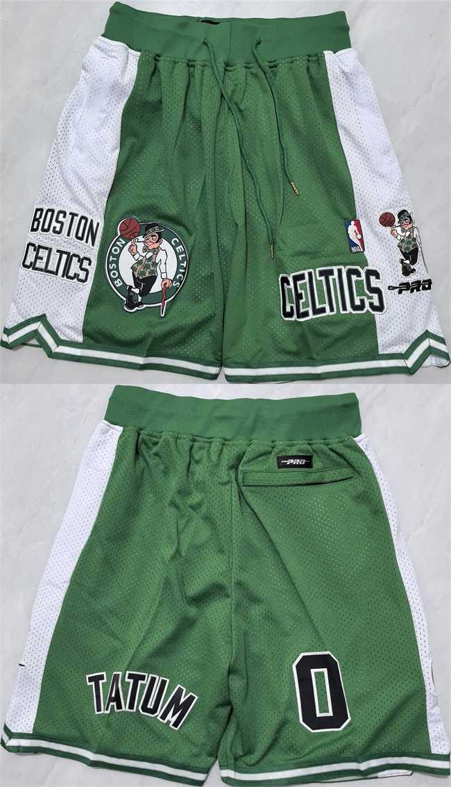Men%27s Boston Celtics #0 Jayson Tatum Green White Shorts->nba shorts->NBA Jersey
